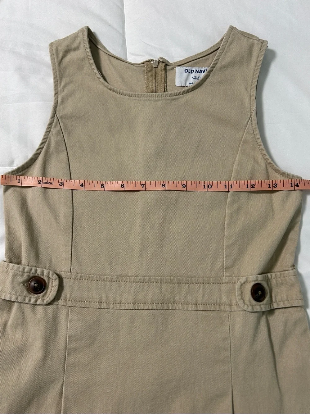 Old Navy Girls Tan Sleeveless A-Line School Dress Uniform -Jumper Size L 10-12